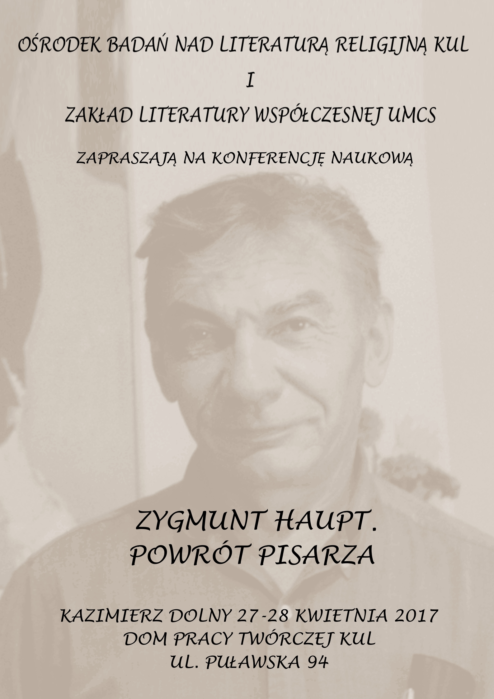 Zygmunt Haupt. Powrót pisarza – plakat